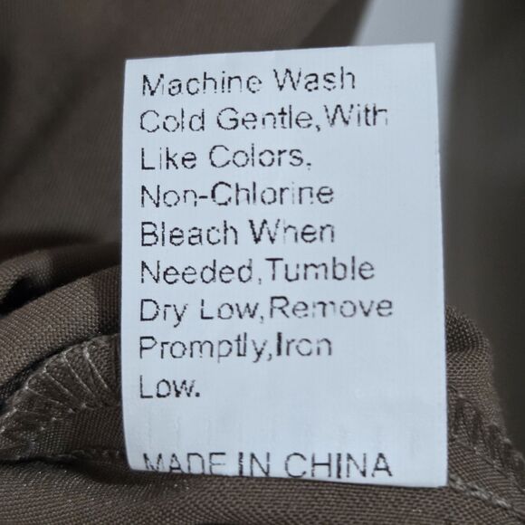 Dazy Tan Beige Contrast Collar Midi Shirt Dress Size L Long Sleeve Rayon Blend - Picture 6 of 10